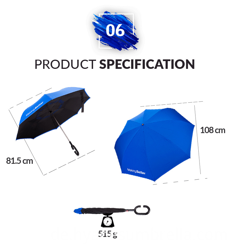 Doppelschicht Reverse Manual Open Straight Umbrella Spec Double Layered Reverse Manual Open Straight Umbrella Spec